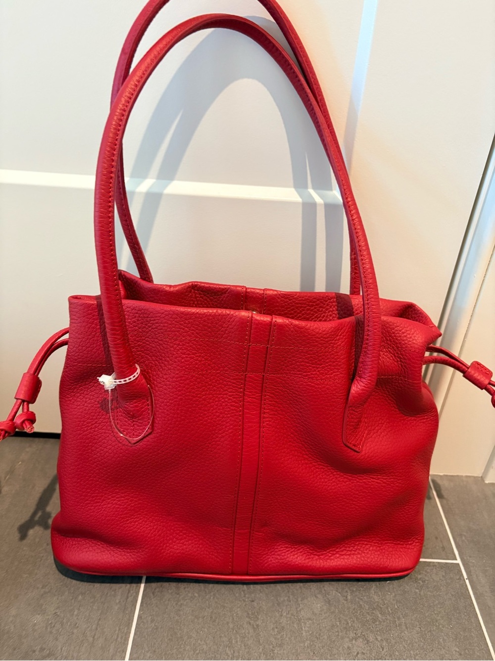 New barr + barr pebbled leather handbag suede lined